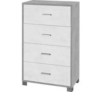 Mobile 4 Cassetti 70x112x41 cm Cemento/Ossido Bianco