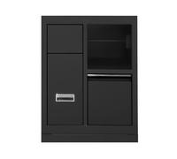 MOBILE A 3 CASSETTI CON SUPPORTO PER BOBINA DI CARTA - NERO
