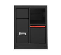 MOBILE A 3 CASSETTI CON SUPPORTO PER BOBINA DI CARTA - ROSSO