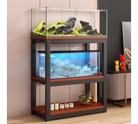 Mobile A 3 Ripiani Per Acquario, Pannello Ecologico Dello Spessore Di 16 Mm, Struttura In Acciaio Rinforzato, Soggiorno/balcone(Black,70x50cm/27.6x19.7in)