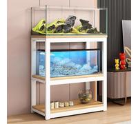 Mobile A 3 Ripiani Per Acquario, Pannello Ecologico Dello Spessore Di 16 Mm, Struttura In Acciaio Rinforzato, Soggiorno/balcone(White,80x30cm/31.5x11.8in)