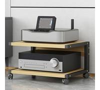 Mobile a Torre a Doppio ripiano per apparecchiature Audio-Video, con Ruote, Adatto per Accessori TV/Lettori DVD/CD/PS5/proiettori (Colore Effetto Legno, 50x40x30 cm).