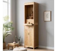 Mobile altare in bambù autoportante con spazio sacro | Cassetto portaoggetti con ripiano estraibile, mobile multi-livello per preghiera domestica e studio yoga(B,40cm/15.7in)