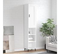 Mobile alto bianco 34,5 x 34 x 180 cm in legno con piedini in metallo - Elegante armadietto per arredamento elegante, durevole e resistente all'umidità con pratico