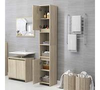 Mobile Alto Colonna Bagno | Armadio a Colonna da Bagno | Modern Tower Mobile Bagno 6 Scomparti e 2 Ante | 30 x 30 x 183.5 cm Colore Rovere Sonoma