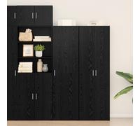 Mobile alto in rovere nero, 50 x 42,5 x 185 cm, mobile moderno con cinque ripiani e armadio chiuso per sala da pranzo, design elegante, struttura robusta
