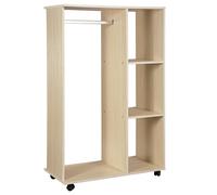 Mobile Appendiabiti 3 Ripiani 80x40x128 cm con Ruote Colore Legno