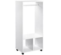 Mobile Appendiabiti Con Barra In Alluminio E 2 Ripiani Aperti, In Truciolato, 60x40x128 Cm, Bianco