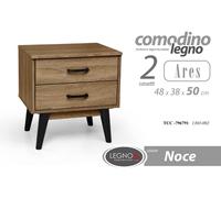 MOBILE ARES COMODINO 2 CASSETTI IN LEGNO COLORE NOCE 483850 CM TCC-796791