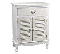 MOBILE ARMADIO 2 ANTE + CASSETTO COMODINO BIANCO CUORE SHABBY CHIC 806030 cm
