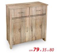 MOBILE ARMADIO BASSO SALOTTO CUCINA BAGNO 2 CASSETTI 2 ANTE ROVERE 807935 cm