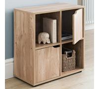 Mobile Armadio Libreria Bassa Design Cubo Moderno 4 Ripiani 2 Ante 60x29cm Acero