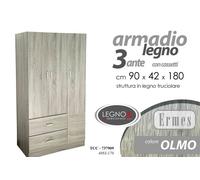 MOBILE ARMADIO MODERNO IN LEGNO ROVERE 3 ANTE+2 CASSETTI 9042180 CM TCC-737909