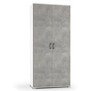 MOBILE ARMADIO MULTIUSO DISPENSA SCAFFALE 2 ANTE L90xP45xH195 CM COMPOS CEMENTO