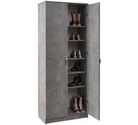 BAKAJI Armadio Scarpiera Gabriella a 2 Ante con 6 Ripiani Altezza 182 cm, Porta Scarpe in Legno Multiuso, Mobile Alto Portascarpe Salvaspazio Indipendente Design Minimal Armadietto Organizer (Cemento)