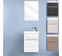 Mobile arredo bagno 42 cm sospeso disponibile in 4 colori specchio con mensola|3