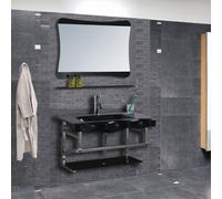 MOBILE ARREDO BAGNO COMPLETO PENSILE 80CM VETRO LAVABO SPECCHIO RUBINETTO ITALIA