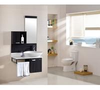 MOBILE ARREDO BAGNO WENGE' SCURO LAVABO APPOGGIO SPECCHIO CON MENSOLE |e