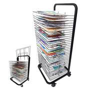 Mobile Art - Scolapiatti per aule scolastiche, carrello artistico a 35 strati con ripiani in fil di ferro, 30,5 x 43,2 cm, ruote universali per una facile mobilità