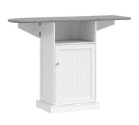 Mobile Asse Da Stiro Pieghevole A Rotelle Con Ripiano Aperto E Armadietto, 121x37x89 Cm, Bianco E Grigio