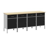 Mobile Atelier Industriale con 4 Cassetti, Nero e Grigio, 200 x 55 x 85 cm, | Scomparti e ripiani integrati, portaoggetti multiuso per utensili, look loft urbano, manutenzione con panno umido,