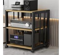 Mobile Audio Corner AV Stand per lettori DVD e amplificatori ripiani regolabili elegante finitura nero e noce perfetto per l'installazione home theater.