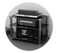 Mobile audio Hi-Fi a 3 livelli per giradischi, in MDF, con piedini ammortizzanti, elegante contenitore nero per componenti audio e video (45 x 35 x 35 cm)