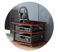 Mobile audio Hi-Fi a 4 ripiani, mensola AV per giradischi Home Entertainment, finitura marrone, 40 x 35 x 33 cm, elegante soluzione di archiviazione per audiofili
