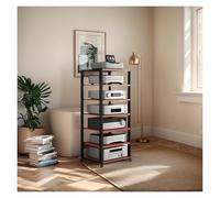 Mobile audio Hi-Fi a 7 strati, supporto per lettore CD e torre audio stereo con ripiano in legno regolabile in altezza per casa/ufficio/teatro (colore teak)