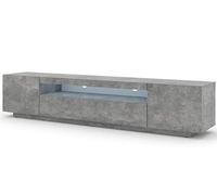 Mobile “Aura” per la TV da 200 cm, da appendere o da posizionare sul pavimento, universale, anche per sistemi Hi-Fi (cemento con LED)