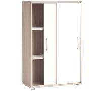 Mobile ausiliario Miroyengo con due ante scorrevoli in bianco e rovere 68x33x106 cm