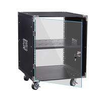 Mobile AV Media Stand con ruote 4 ripiani audiovisivi con porta trasparente mensola angolare per apparecchiature stereo altezza 70 cm/27,5" ideale per sistemi home theater e intrattenimento