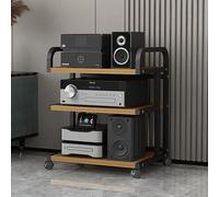 Mobile AV Media Stand con ruote Mensola angolare a 3 livelli Moderno HiFi Audio Rack Audio-Visivo Stereo Cabinet Media Storage per Home Theater Marrone Rossastro Altezza 85,5 cm