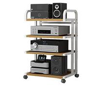 Mobile AV Media Stand con ruote Mensola angolare a 3 livelli Moderno HiFi Audio Rack Stereo Storage Cabinet Audio-Visivo Media Organizer Marrone Rossastro H85,5 cm
