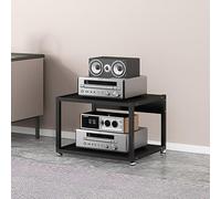 Mobile AV Media Stand con ruote, scaffale audiovisivo, torre componenti stereo, organizzatore di archiviazione multimediale per centro di intrattenimento angolare, supporto regolabile