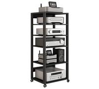 Mobile AV Moderno, Mobile Contenitore Ste, ripiano o-Video, Rack a Torre a 3/4/5/6 Livelli con Ruote, Rack per contenuti o, Rack per Giochi Ste, Rack per Console Ma (50x40x131 cm / 19,6x15 p
