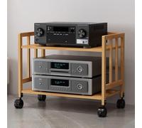 Mobile AV moderno su ruote, supporto audio e supporto multimediale stereo, con ripiani angolari, per soggiorno, studio di registrazione e videogiochi, soluzione di archiviazione compatta (53 x 60 x 38