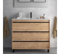 MOBILE BAGNO 100 CM 3 CASSETTI PUSH LAVABO SPECCHIERA LED ATTILA ROVERE OSTIPPO