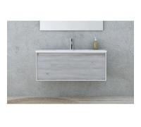 Mobile bagno 100 cm arredo moderno sospeso cassettone lavabo in resina /5