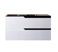 Mobile bagno 100 cm Sospeso Bianco Porcellana con Lavabo nero Opaco Boston Senza Specchio Bonussi