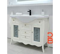 Mobile Bagno 105 cm Bianco Noce con Lavabo Ceramica e Specchio Design Italiano