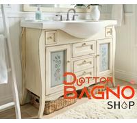 Mobile Bagno 105 cm Completo Lavabo Specchio Legno Multistrato Artigianale Made