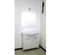 MOBILE BAGNO 2 ANTE 3 CASSETTI CON SPECCHIO LAVABO LAVANDINO CM85 BIANCO PORTURA