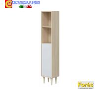 Mobile Bagno 2 Cassetti Bianco Rovere Con Lavabo Colonna Specchio Arredo Bagno