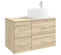 Mobile Bagno 2 Pezzi in Legno Ingegneria, Vanità 49,5 x 44,5 x | Legno composito resistente all'umidità, montaggio senza pre-foratura, punte incluse, stoccaggio ottimizzato, stile scandinavo