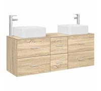 Mobile bagno 3 pezzi, legno di ingegneria, 49,5 x 41 x 63 cm | Design da parete salvaspazio, ampio stoccaggio, senza fori preforati, stile moderno e minimalista