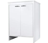 Mobile Bagno 60x50x85 cm PVC 2 Ante Bianco Lavanderia