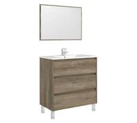 Mobile Bagno 80 Cm CON LAVABO E SPECCHIO Rovere - Dakota 96249