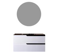 Mobile bagno 80 cm Sospeso Bianco Porcellana con Lavabo nero Opaco Boston con Specchio Rotondo Bonussi