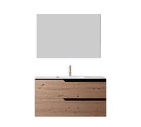 Mobile bagno 80 cm Sospeso Rovere Cartagena Boston con Specchio Rettangolare Bonussi